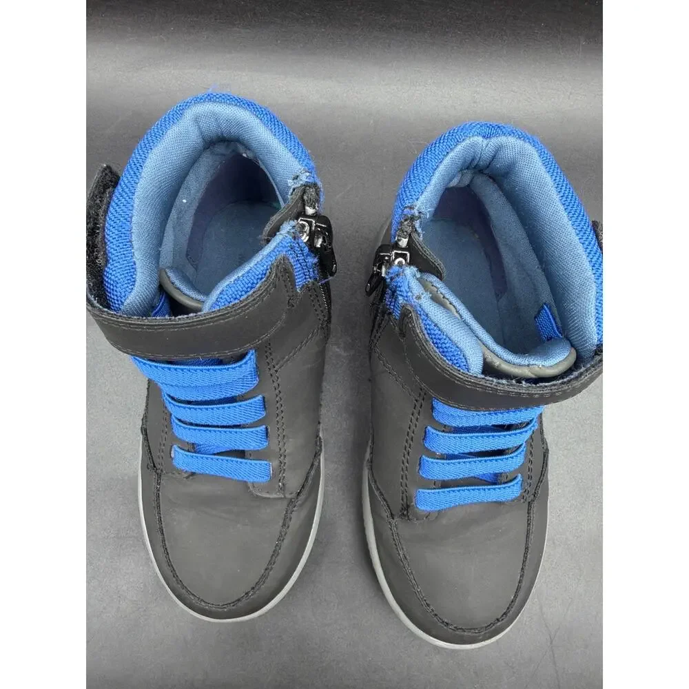 Tucker + Tate Water Resistant High Top Sneakers Black Blue Boys Size 8M Side Zip
